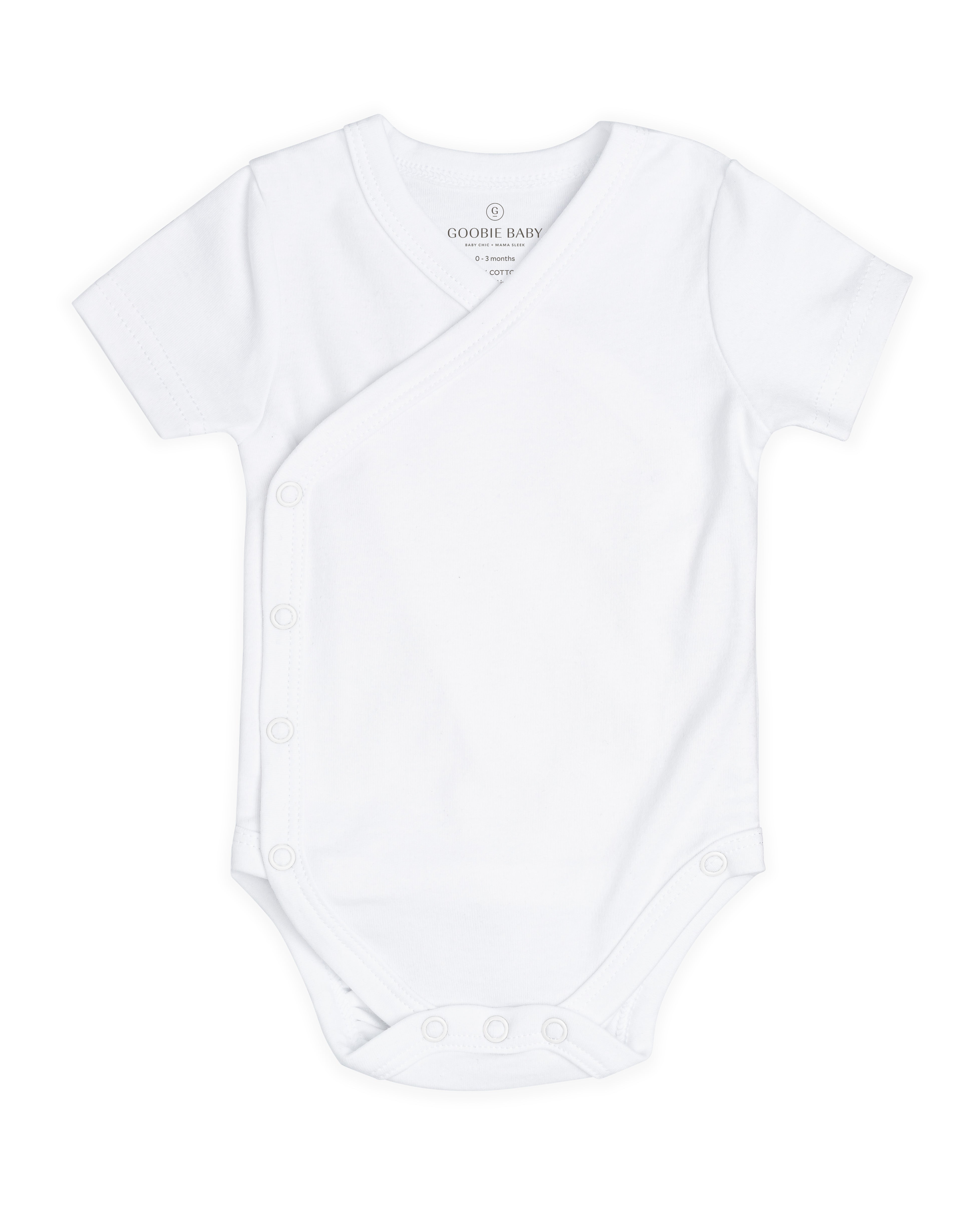 Short Sleeve Kimono Side Snap Bodysuit Set - White – Goobie Baby