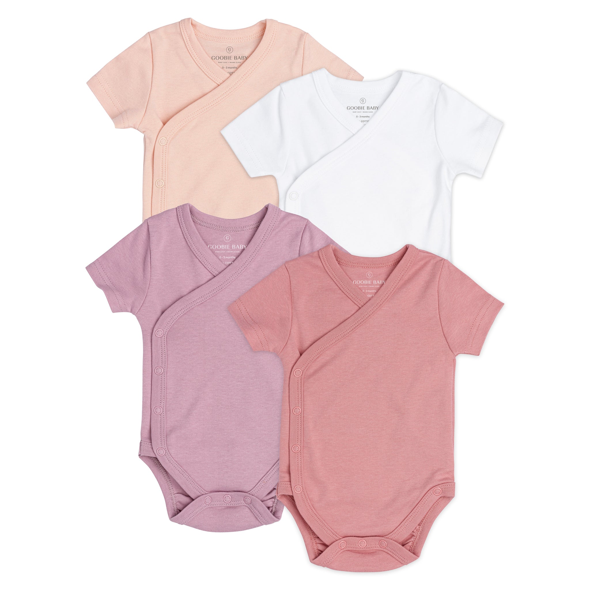 Short Sleeve Kimono Side Snap Bodysuit Set - Pink Combo – Goobie Baby